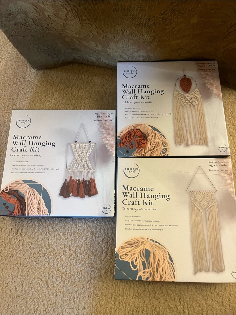 Lot of 3 Brand New Macrame Wall Hanging Craft Kits